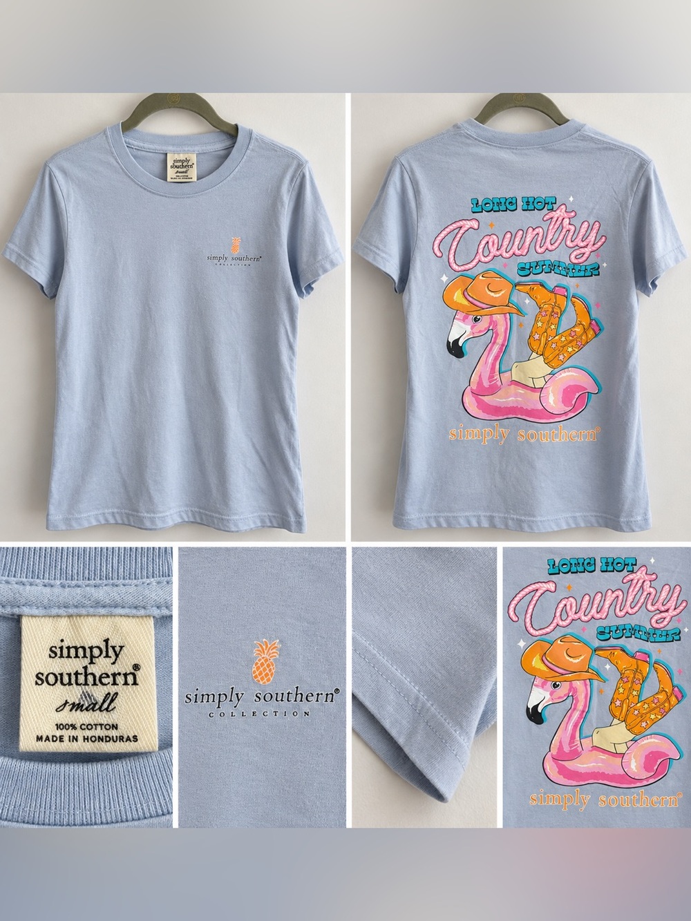 Simply Southern Small Long Hot Country Summer Flamingo Western Tee